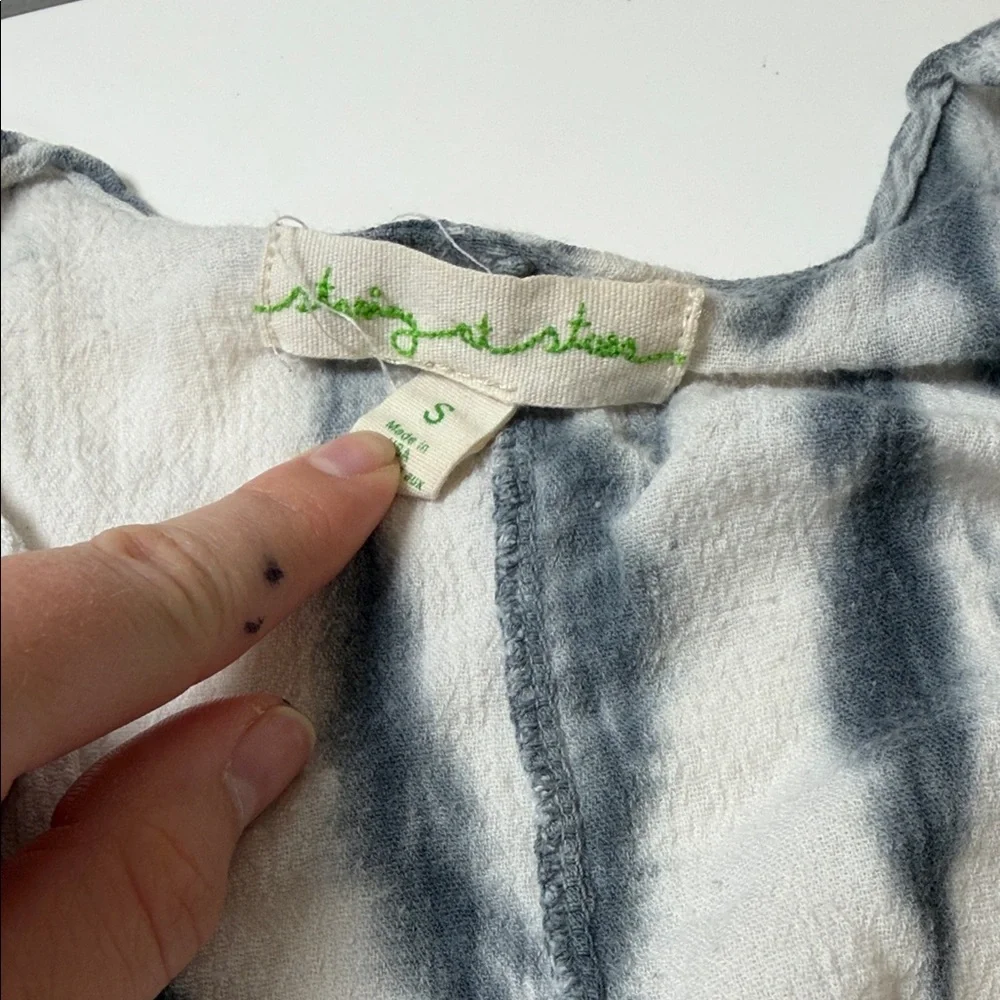 Anthropologie‎ White and Gray Striped Tie-Dye Open Swim Coverup